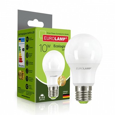 Класична світлодіодна EUROLAMP LED Лампа ЕКО А60 10W E27 4000K LED-A60-10274(P) фото