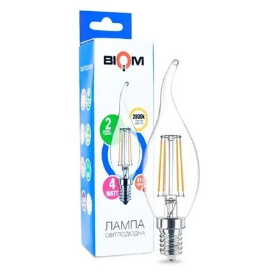 Светодиодная лампа Biom FL-315 C35 LT 4W E14 2800K свеча на ветру 00-00012270 фото