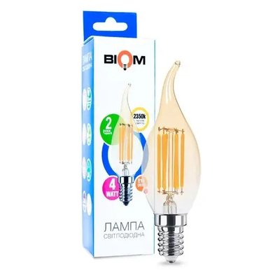 Світлодіодна лампа Biom FL-415 C35 LT 4W E14 2530K Amber свічка на вітрі 00-00012271 фото
