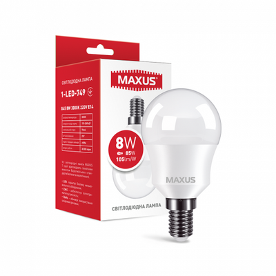 Лампа світлодіодна MAXUS 1-LED-749 G45 8W 3000K 220V E14 1-LED-749 фото