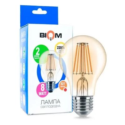 Светодиодная лампа Biom FL-411 A60 8W E27 2350K Amber 00-00012272 фото