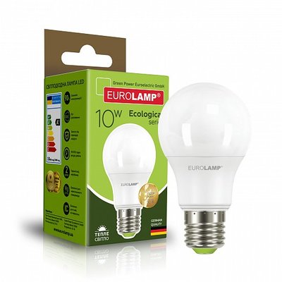 Класична світлодіодна EUROLAMP LED Лампа ЕКО А60 10W E27 3000K LED-A60-10273(P) фото
