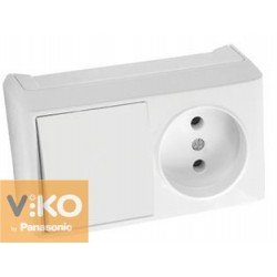 Комбинация розетки и выключателя 1-кл. белая (горизогтальная) ViKO Vera 90681086 8125 фото