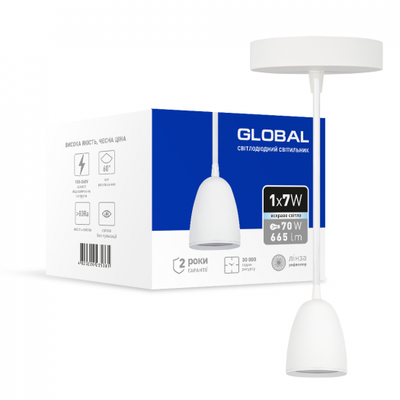 Світильник світлодіодний GPL-01C GLOBAL 7W 4100K білий 1-GPL-10741-CW фото