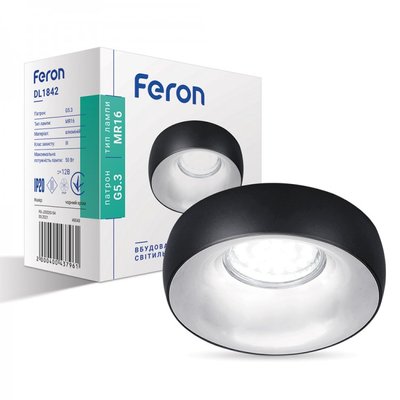 Вбудований світильник Feron DL1842 чорний хром 40043 фото