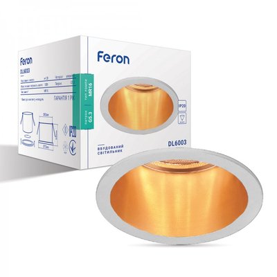 Вбудований світильник Feron DL6003 білий-золото 29732 фото